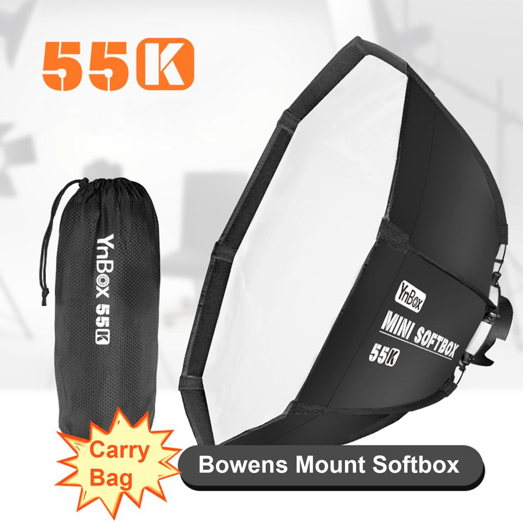 YnBox 55K 55 cm/22 Zoll achteckige Fotografie-Softbox mit abnehmbarer Diffusor-Tragetasche für Bowens-Halterung