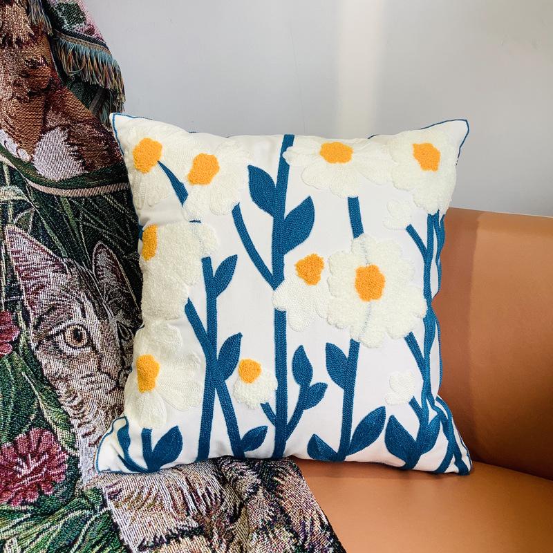 Kissenbezug mit Chenille-Stickerei: Sofa im pastoralen Heimstil, Dekokissen und Lendenstütze