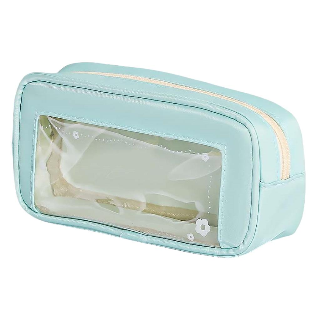 

Flower Korean Style Pencil Case Desktop Storage Cloth PVC Pencil Pouch Y2K Stationery Bag Children зелёный