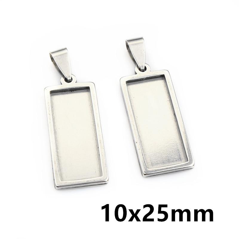 5pcs Stainless Steel 10x25mm 10x50mm Inner Size Rectangle Square Pendant Cabochon Blank Base Setting Tray for DIY Jewelry Making