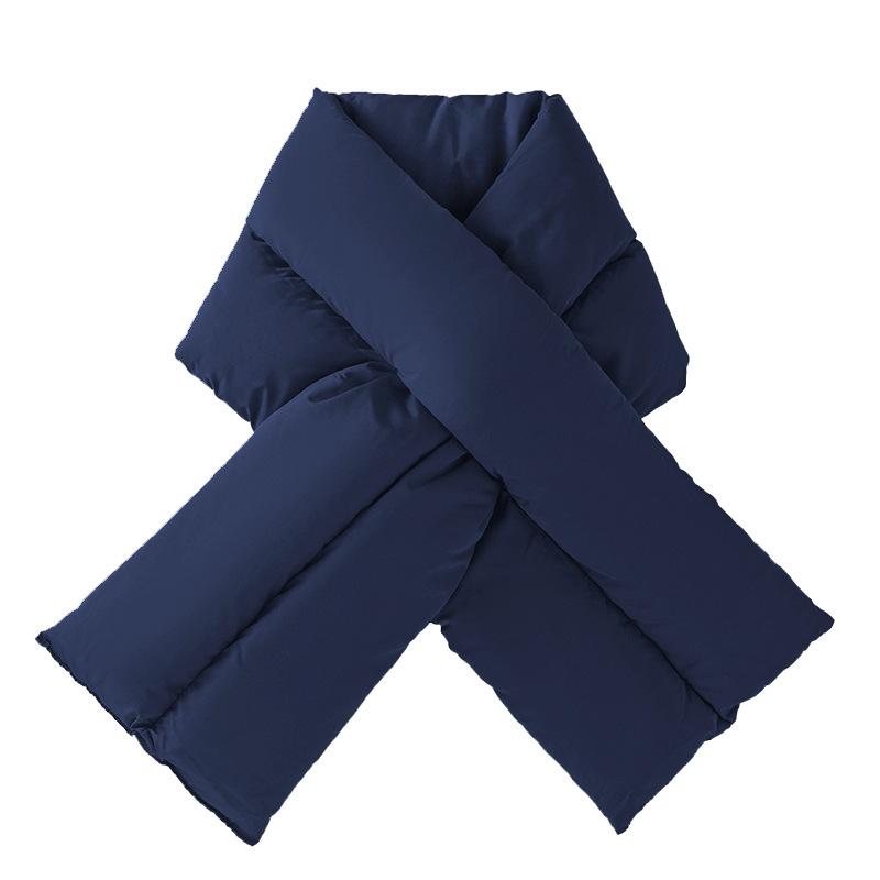 Winter warm cross scarf women's thickened scarf men's outdoor cold-proof fashion solid color windproof down scarf