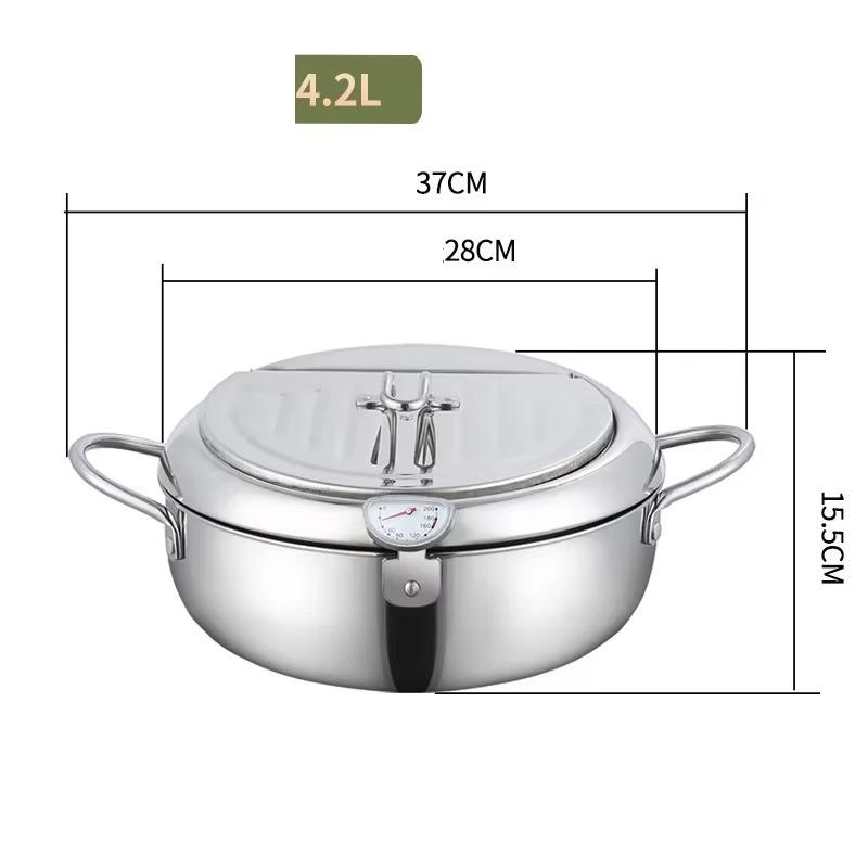 Stainless Steel Fryer 1PC Household Double Bottom Oil Saving Temperature Control Gas Induction Cooker Special Kitchen Supplies