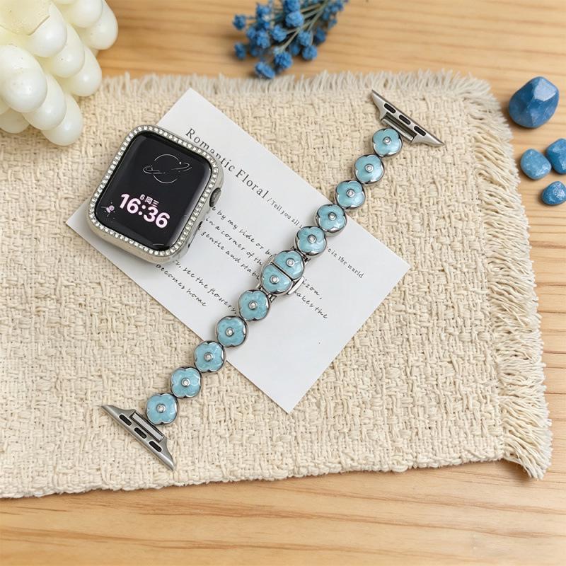 Compatible Bands for Apple S11, iWatch 109876SE, Huawei GT6, Xiaomi 9PRO - Round Bean Drip Glue, Small Flower Design
