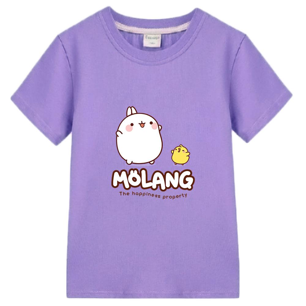 Sommarkläder för barn Flick T-shirt Molang och Piupiu T-shirts Söt kanintryck Barnkläder Pojkar Grafisk t-shirt 100%bomull Topp