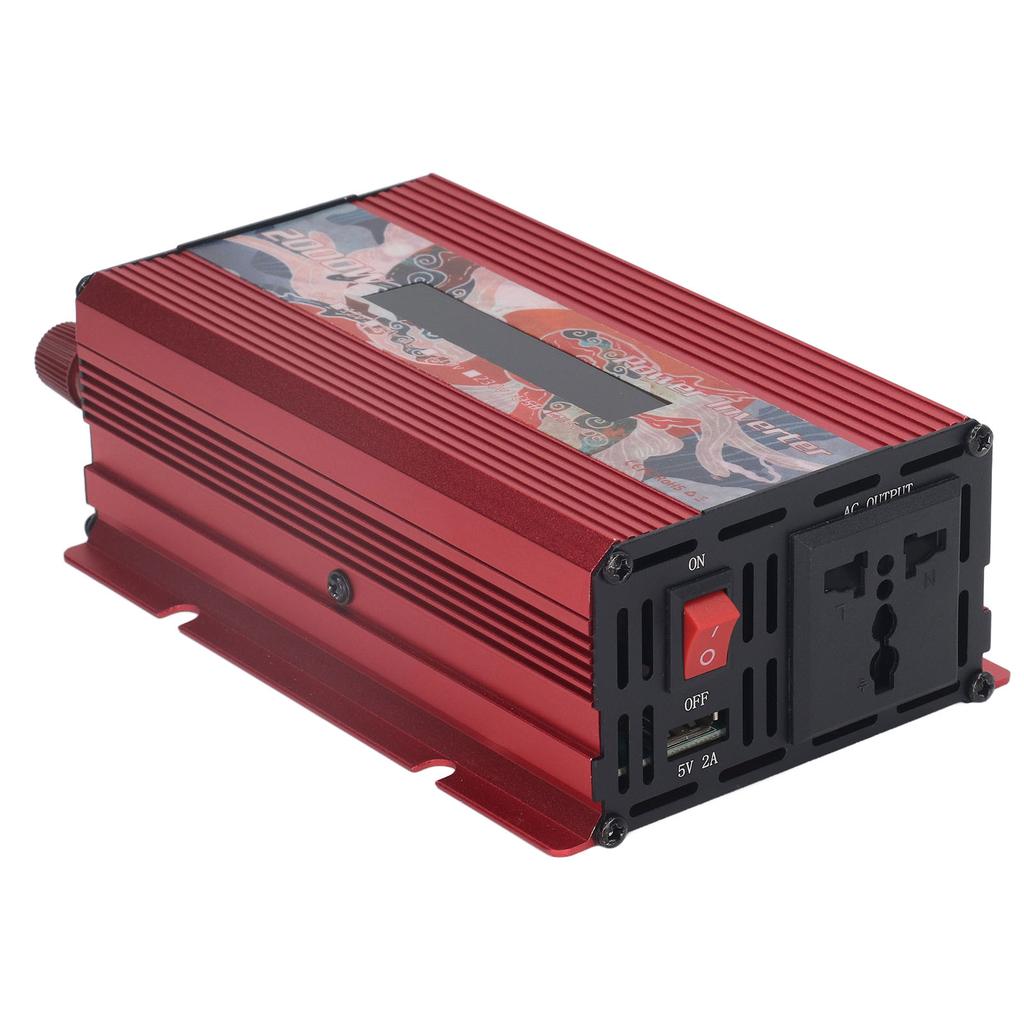 Car Power Inverter DC to AC Fast Heat Dissipation LCD Display 2.0 USB Port Solar Sine Wave Car Power Inverter 2000W Red
