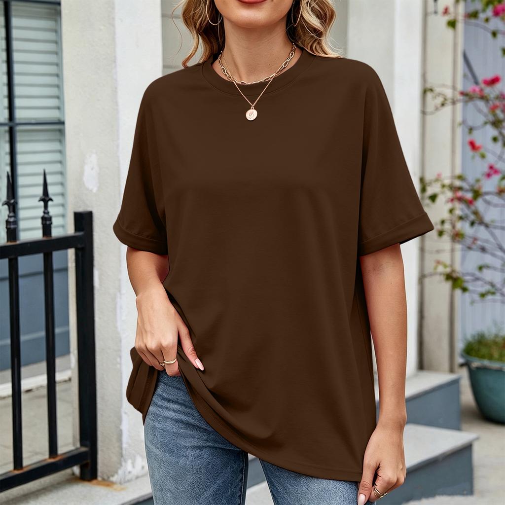 Women Loose Fit Casual Round Neck Short Sleeve T Shirt Lightweight Comfortable Summer Top