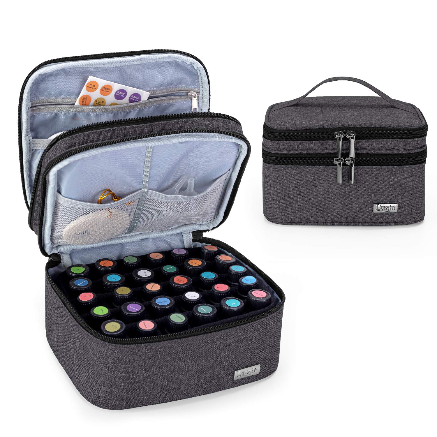 

LUXJA Essential Oil Pouch, holds 30 bottles (5ml - 30ml) (Double-layered, Black)