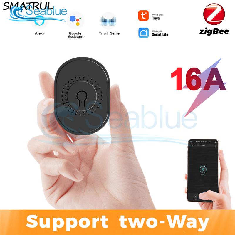 

TMZ02 16A Tuya ZigBee 3.0 Mini Smart Switch Supports 2 Way Control Smart Home Automation Module Dual Control On-off Device 240V 16A чорний