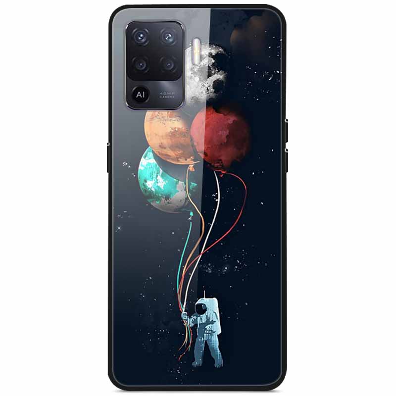Tempered Glass Case For Oppo Reno5 Lite Hard Back Cover for Oppo Reno 5 Lite Luxury Painted Reno5Lite Funda 6.43'' Shockproof