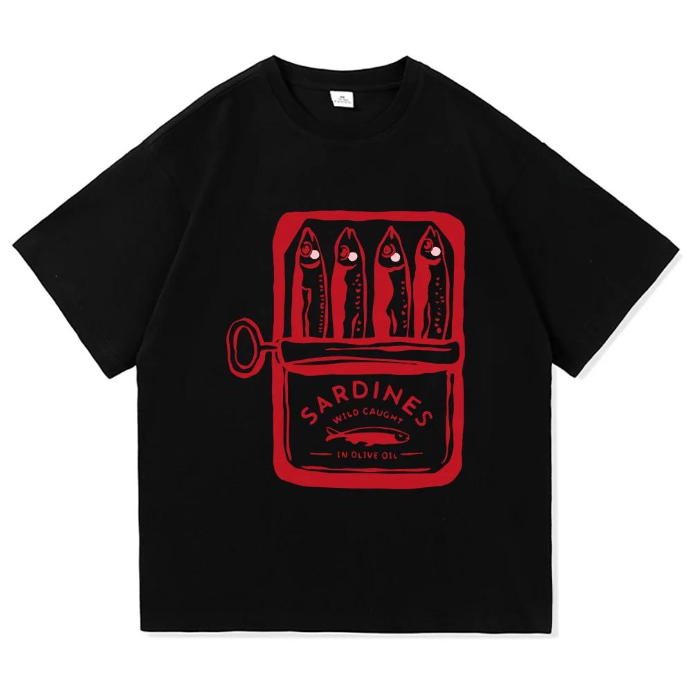 Sardine TShirt Fashion Men Women Clothing Retro Harajuku Clothes Sea Ocean Fisherman Tops Vintage Cotton TShirts