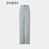 PORTS Women's Morning Grey Blue Silk Blend Straight-Leg Pants