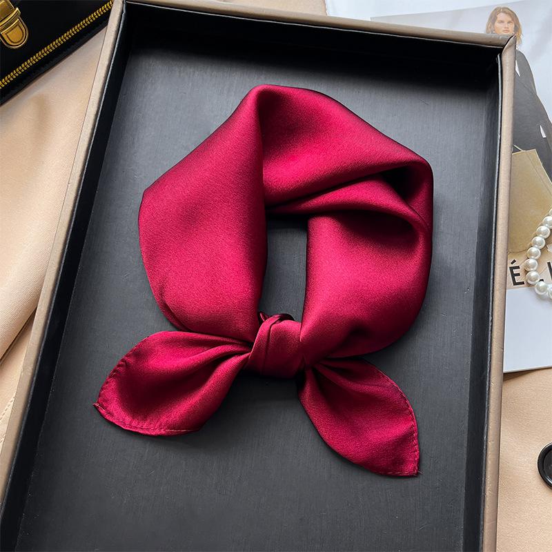 Korean version plain color high-end silk scarf women's 53 mulberry silk square scarf summer solid color versatile silk square scarf scarf