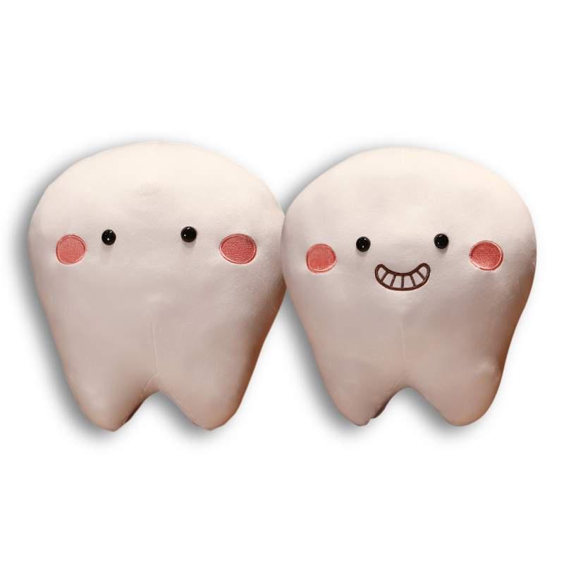 Cute Short Plush Cartoon Tooth Pillow For Kids, Soft And Comfortable On The Sofa