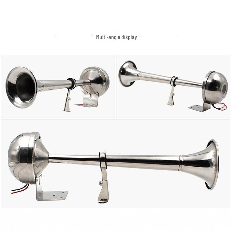 12V/24V Stainless Steel Yacht Horn, Single/Double Tube, High/Low Tone, Waterproof, Super Loud.