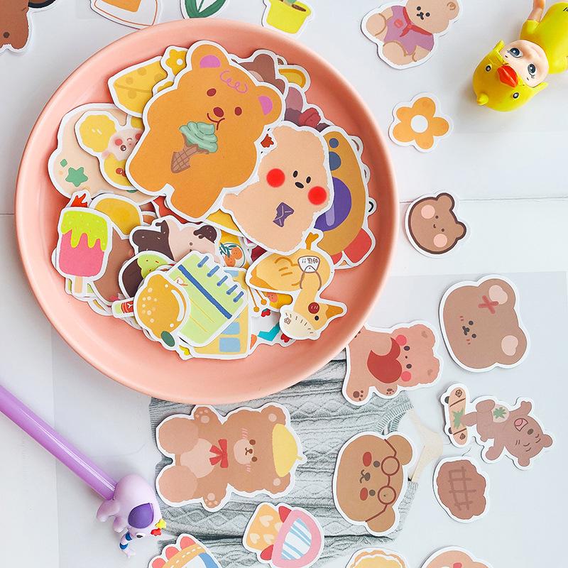 90 Unique Orange Bear Journal Stickers - Cute, Girly, Waterproof