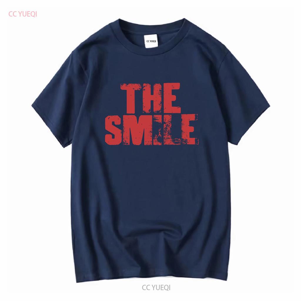 The Smile band Thom Yorke logo Radiohead screen printed T shirt vintage Washed fashion Casual Unisex Stylish Versatile homme
