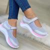 Cross-border new foreign trade casual single shoes women's thick-soled fly-woven breathable Velcro casual mesh large-size women's shoes