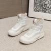 2025 Winter Genuine Leather Shoes Women Snow Boots Non-slip Height Increasing 4.5cm Warm Women Ankle Boots Black White