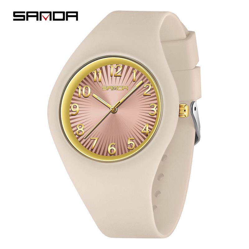 Sanda Unisex Korean Style Waterproof Quartz Watch - Simple Fresh Silicone Student Wristwatch
