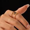 Eight-Pointed Star Natural Stone Sun Ring: Luxury Titanium Steel Open Design
