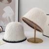 Hatt Dammode Höst och Vinter Ny Bucket Hat Koreansk Stil Färgmatchande Åldersreducerande Kaninhår Fiskarhatt Mångsidig Varm Plyschhatt