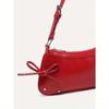 1pc Retro Strap Bow Decor Exposed Maroon/Yellow & Leopard Print Shoulder Armpit Baguette Bag, Suitable For Dating, Going Out, Party, Animal Print