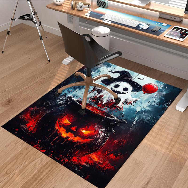 1pc Halloween Ghost with Witch Hat Office Carpet Non Slip Rug, Anime Cartoon Design, Holiday Gift for Home Decor, Living Room, Bedroom,