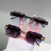 y2k Rimless Luxury Brand Designer Square Sunglasses Women For Men Vintage Punk Diamond Cutting Outdoor Driving Sun Glasses UV400