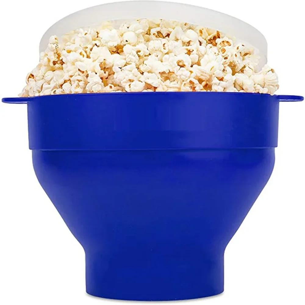 Microwave Popcorn Popper, Silicone Popcorn Maker, DIY Popcorn Machine with Lid, Chips Fruit Dish, BPA Free, Kitchen Accessories