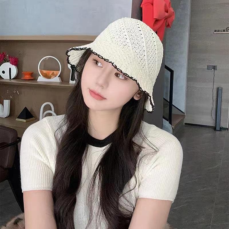 

Summer outdoor sunscreen hollow breathable sunshade straw bucket hat woman 58-60cm