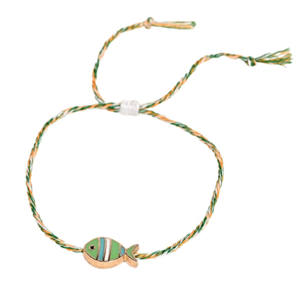 Adjustable Braided Fish Charm Bracelet With Alloy Oil Drop Pendant For Women Lightweight Stylish Jewelry Gift