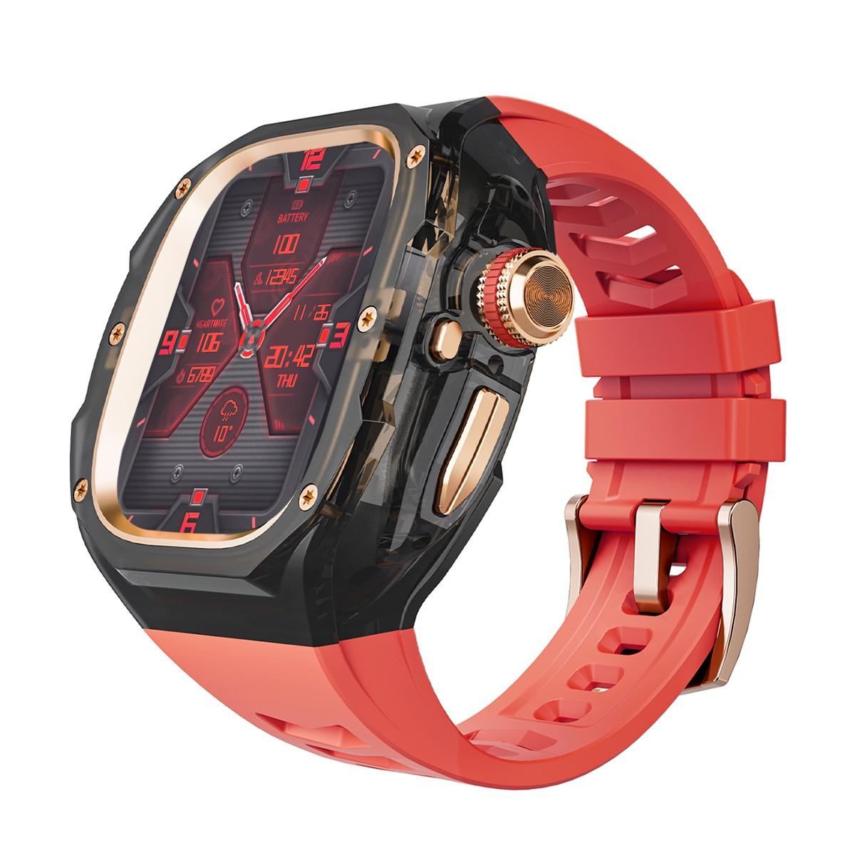 Роскошный комплект для модификации Apple Watch Ultra 3/2 49 мм, комплект для модификации, прозрачный корпус, силиконовый ремешок, ремешок FKM для iWatch Ultra 1 49 мм for Ultra 1 49mm