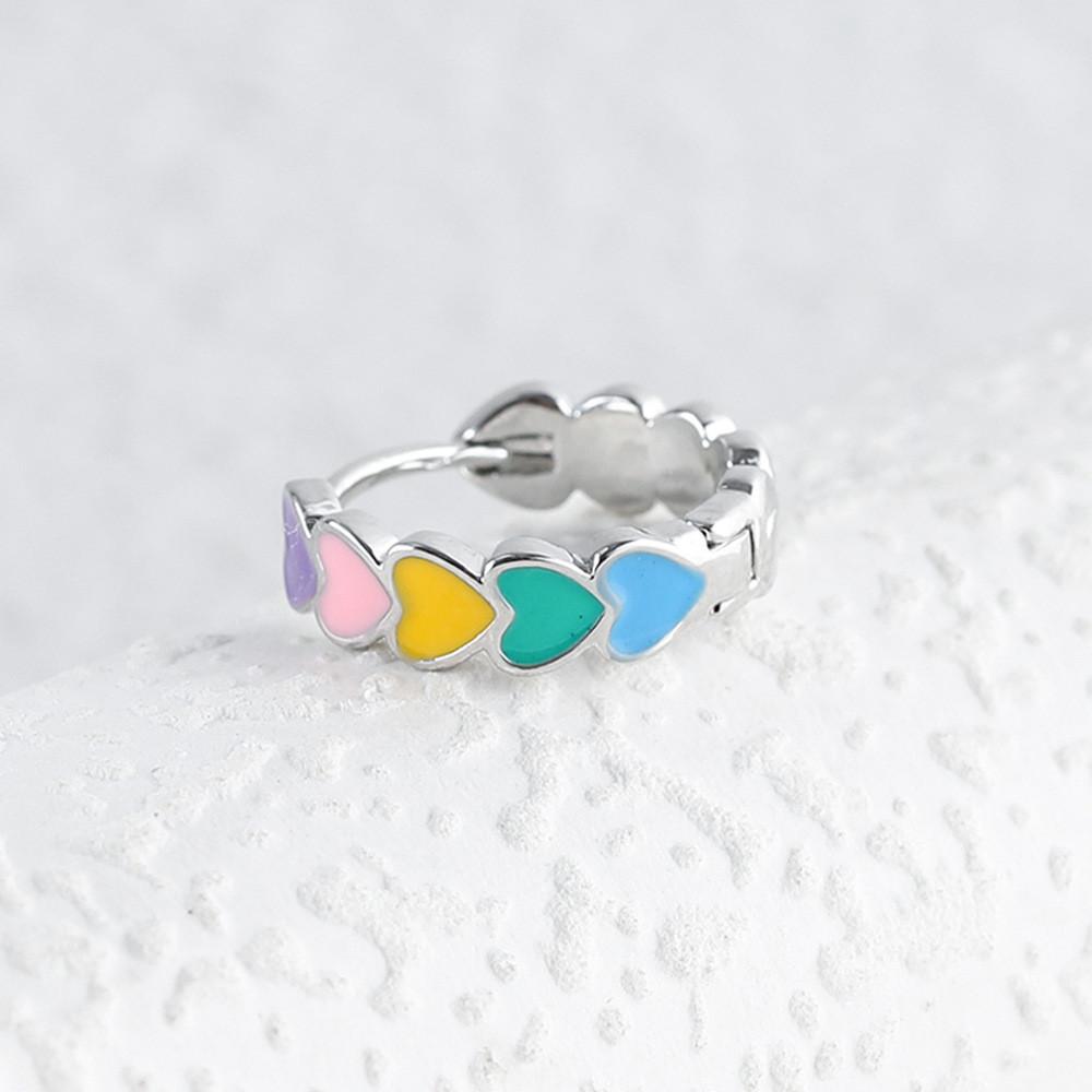Fashionable Vibrant Heart-shaped Hoop Earrings For Women Geometric Alloy Design