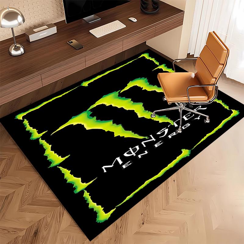 1 Stück Monster Energy LOGO Druck Teppich - Weich, Waschbar, Rutschfest, Indoor-Matte, Wohnzimmer, Home-Office Dekorativer Teppich, Büro Dekoration