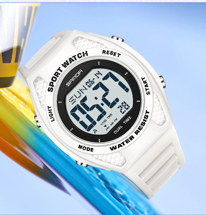 Sanda Multi-Function Waterproof Sport Watch with Alarm & Seven-Color Luminous Display