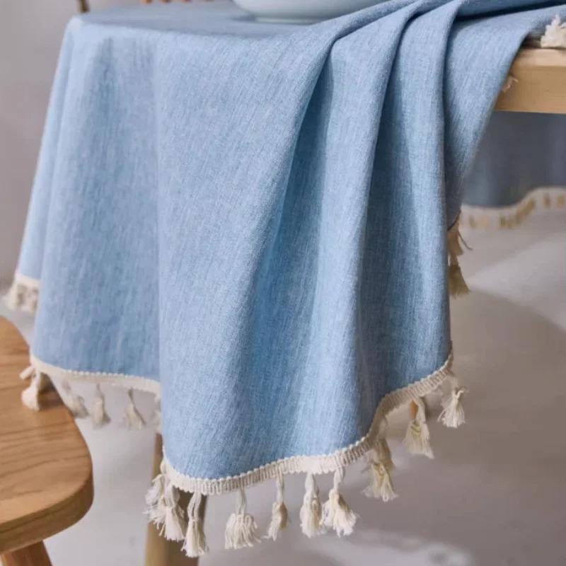 Modern Minimalist Solid Color Round Tablecloth Thickened Multi-color Hanging Ear Tablecloth Options Dust Anti Slip Table Cover