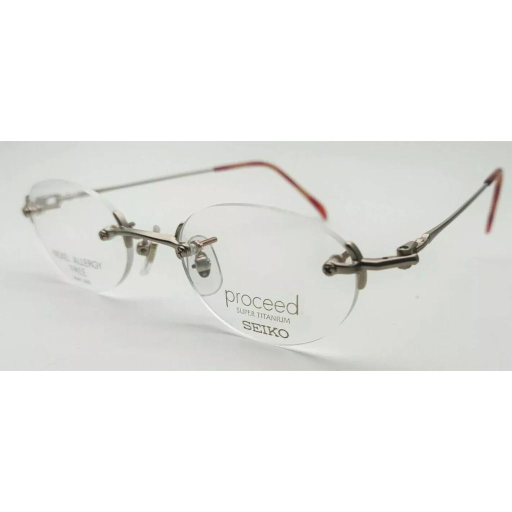 Fortfahren Super Titan seiko T338 Randlose Brillen Brillenrahmen Rot /Gold JL156871913960