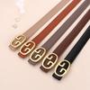 Double G Belt Leather Women'S Personality Belt Women'S Premium Alloy Business Belt