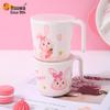 WUHE Children's Pink Rabbit Melamine Tableware Set
