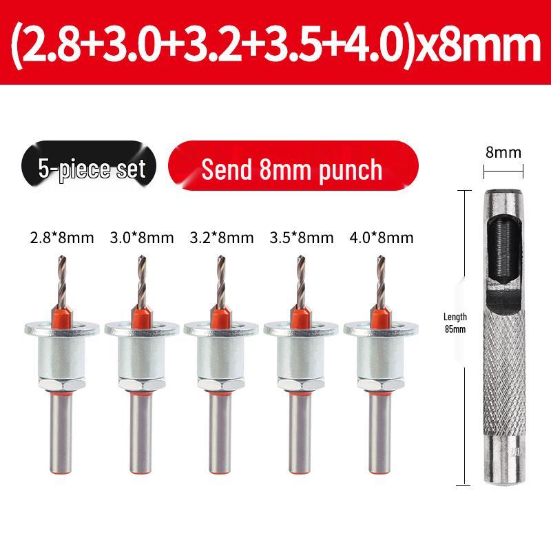 Stepped Woodworking Countersink Drill Bit with Depth Stop and Locator