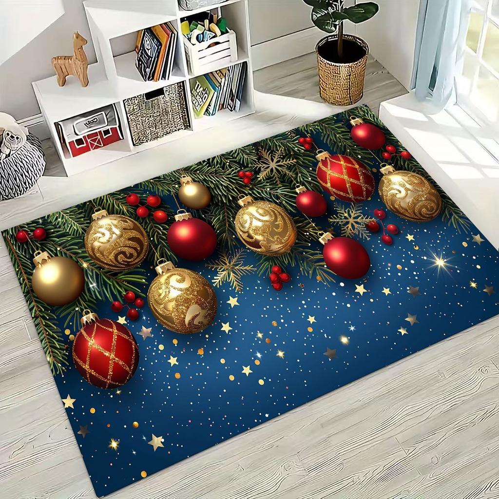 2026 New Merry Christmas Tree Santa Claus New Year Cartoon Carpet Rug for Bedroom Living Room Sofa Home Doormat Decor,Non-slip