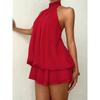 JKASHDK Women's Fashion Summer Spring Solid Color Print Sleeveless Hanging Neck Loose Waistline Casual Dresses