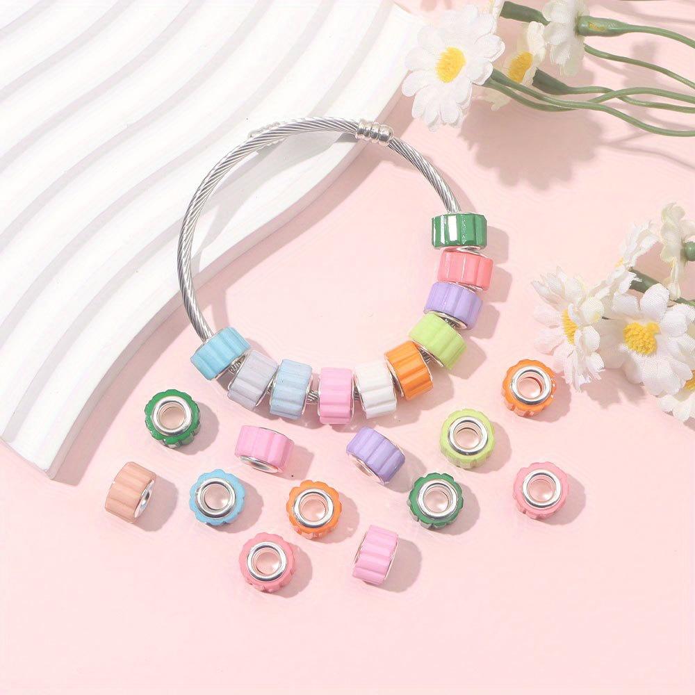7/14/21pcs Resin European Large Pore Spaced Beads Mixed Color Charm Lighting Beads DIY Necklace Bracelet Jewelry Making Supplies