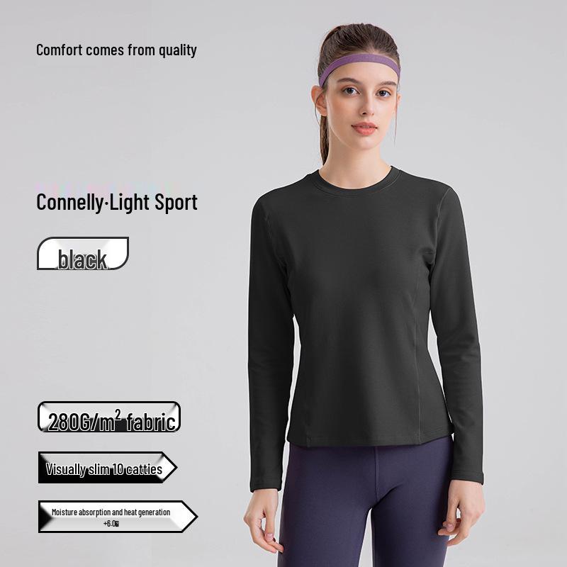 

Женский свитшот на флисовой подкладке в корейском стиле: Теплый топ с круглым вырезом и длинными рукавами для спорта на осень/зиму, Моранди, двухслойный M (suggested 90-110 jin)