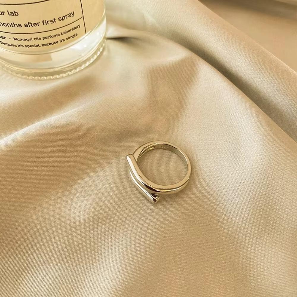 Metal Line Couple Rings Stainless Steel Finger Jewelry Double Layer Rings  For Men Women