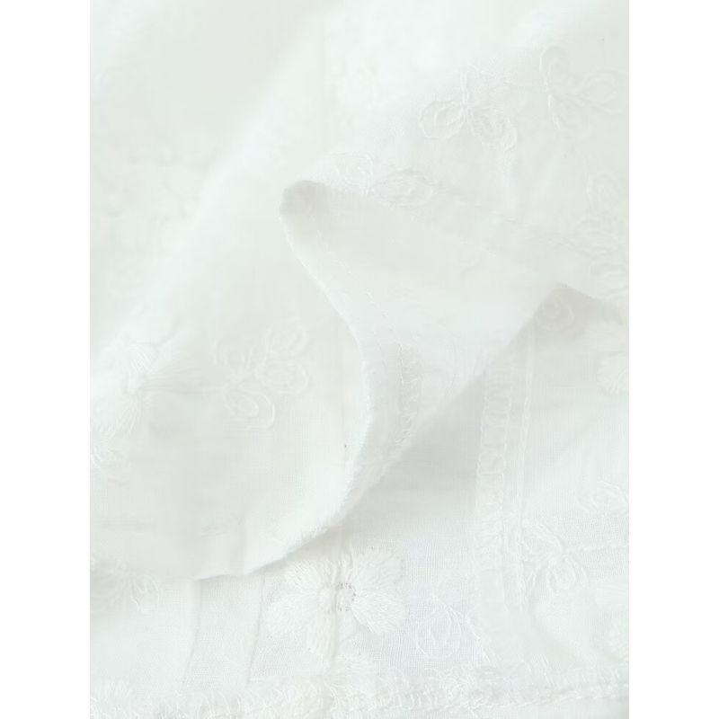 Kaslead New Arrival Women's Clothing Fashion Style National Style Minimalist Embroidered Chinese Knot Button Waist Trimming Short-Sleeved Tops