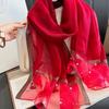 Elegant Thin Silk Scarf Bow Lace Scarf Wraps Fashion Embroidery Scarf  Spring