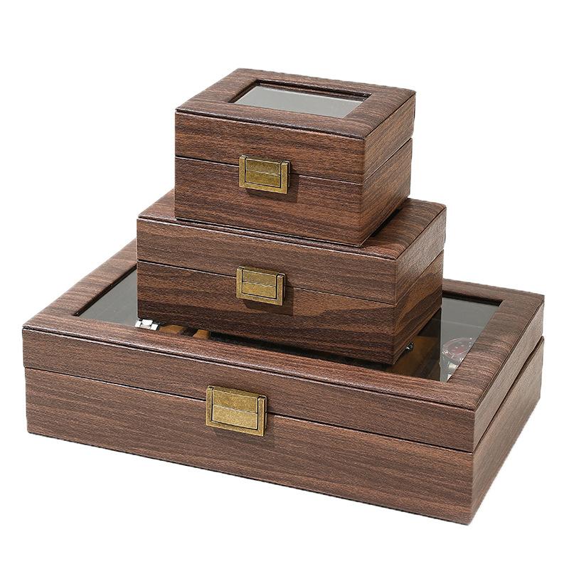 Retro Wood Grain PU Leather Watch & Jewelry Storage Box