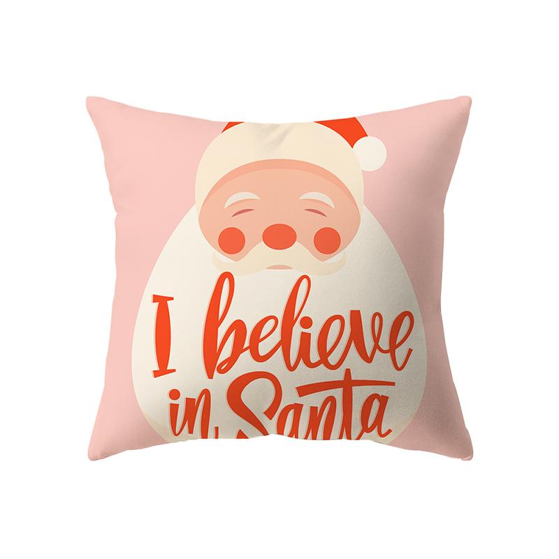 Christmas Theme Cute Santa Claus Print Pattern Cushion Cover Home Living Room Sofa Decoration Pillow Pillow Cover