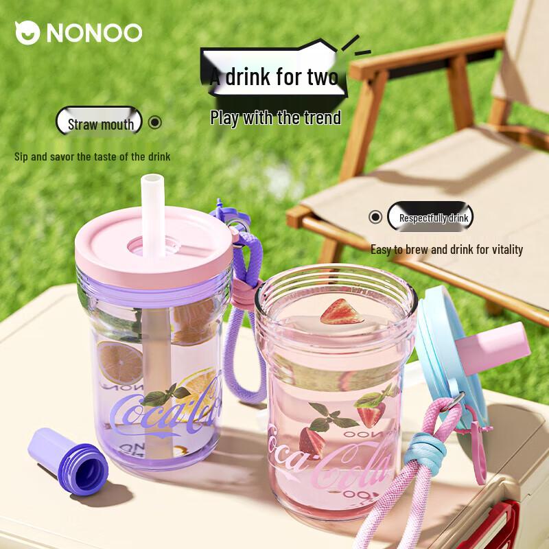 NONOO Coca-Cola Co-branded Tritan Straw Water Bottle